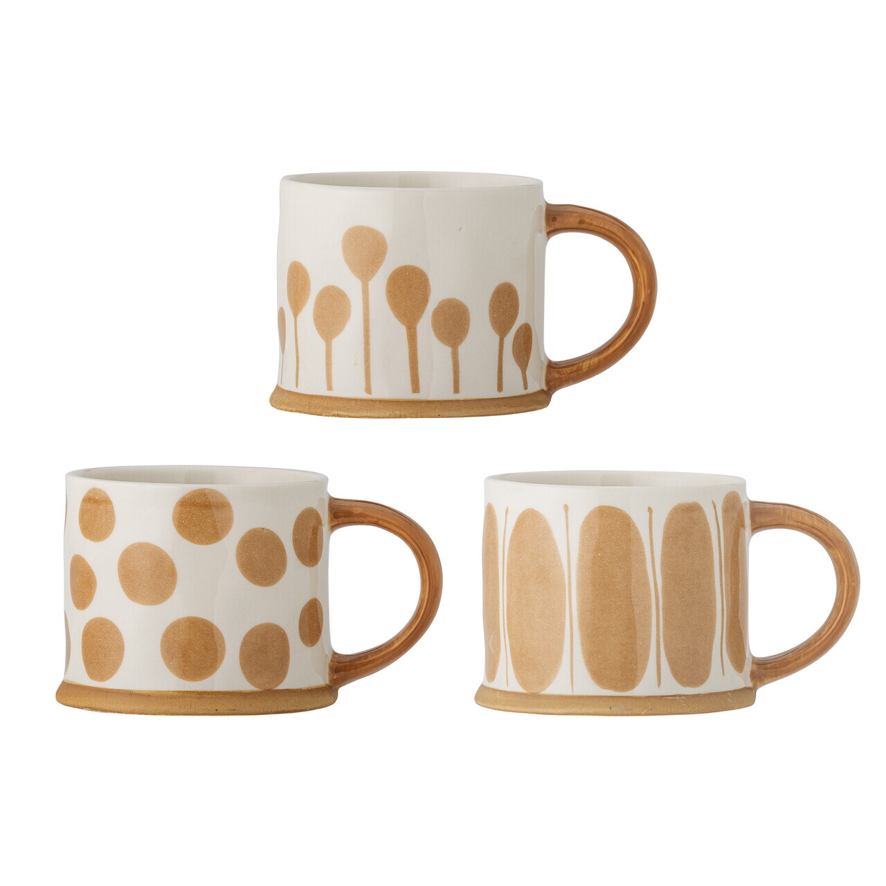 Set 3 cani, Bloomingville, Linora, 11x8.5 cm, 450 ml, ceramica, maro - imagine 3